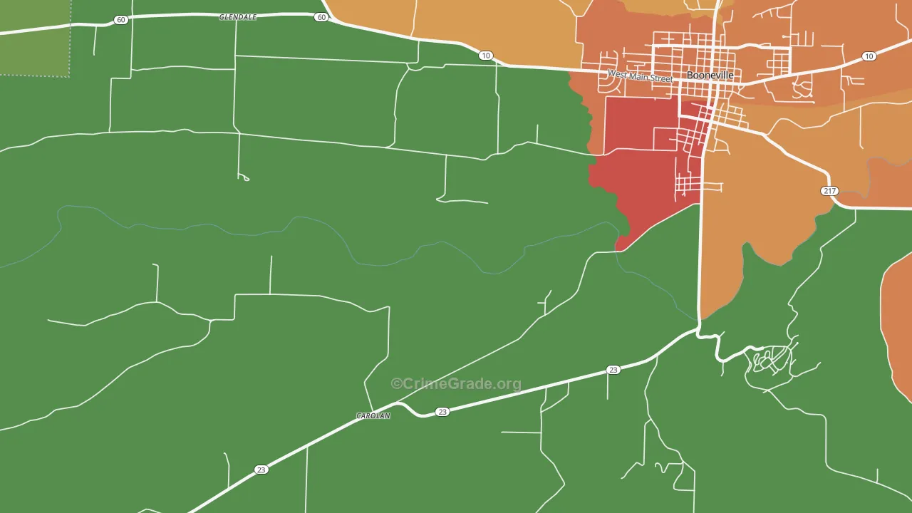 Carolan, AR Map of Drug-Related Crime Rates