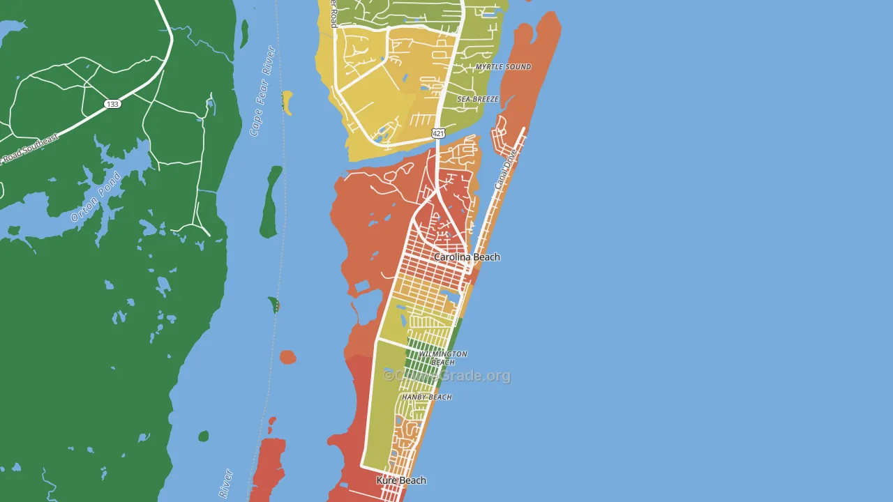 Carolina Beach, NC Map of Drug-Related Crime Rates