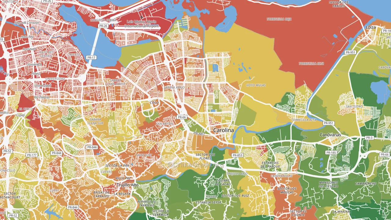 Carolina Municipio, PR Map of Drug-Related Crime Rates