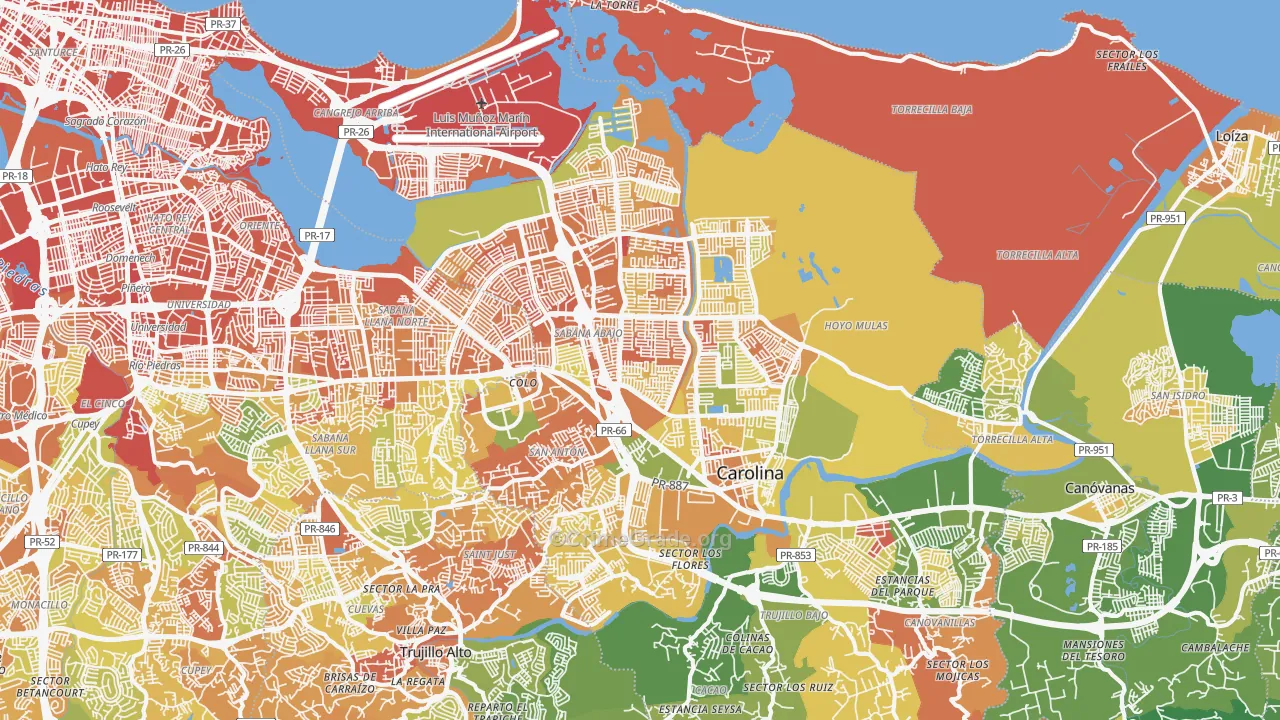 Carolina, PR Map of Drug-Related Crime Rates