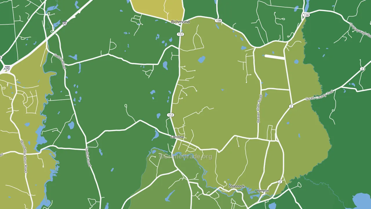 Carolina, RI Map of Drug-Related Crime Rates