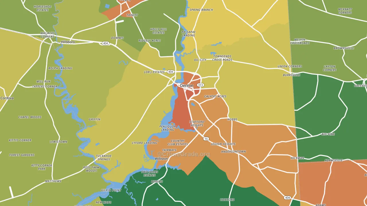 Caroline County, MD Map of Drug-Related Crime Rates