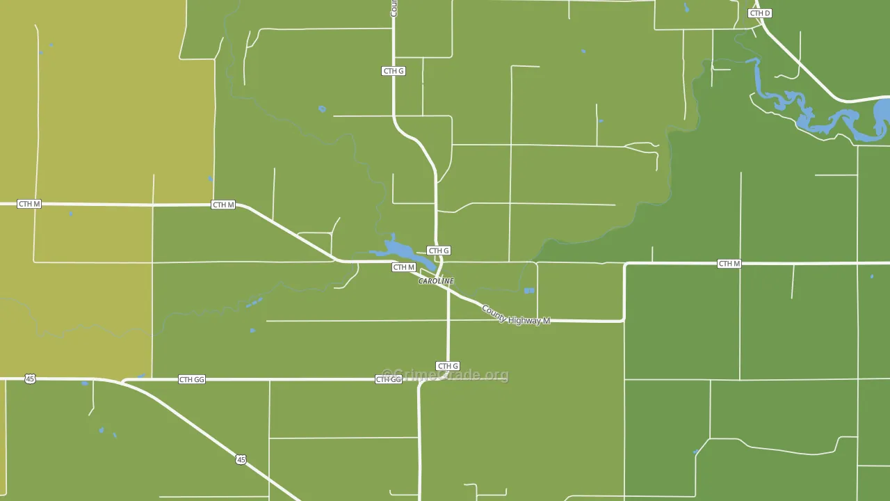 Caroline, WI Map of Drug-Related Crime Rates