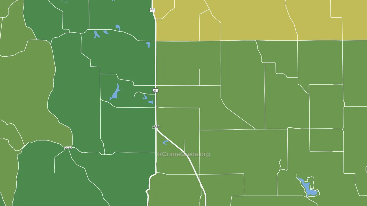 Carp, IN Map of Drug-Related Crime Rates