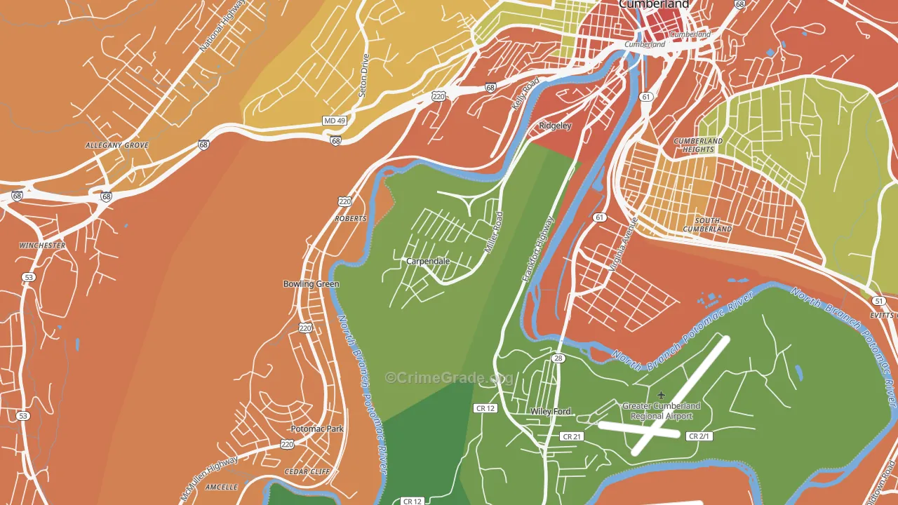 Carpendale, WV Map of Drug-Related Crime Rates