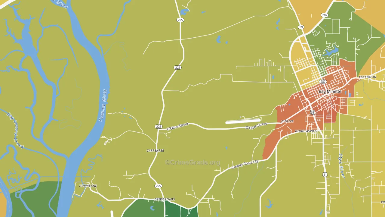 Carpenter, AL Map of Drug-Related Crime Rates