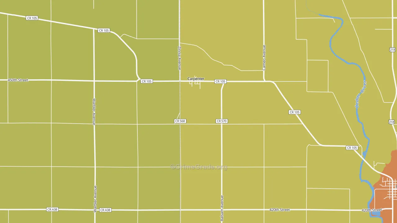Carpenter, IA Map of Drug-Related Crime Rates