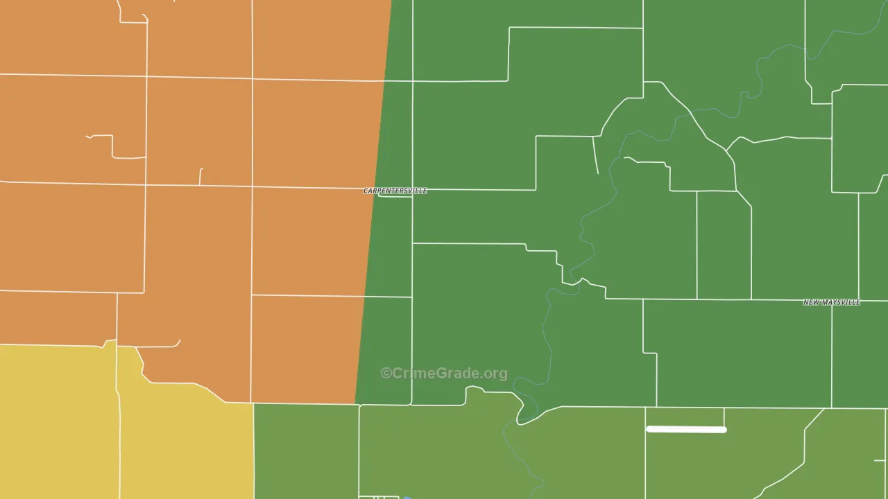Carpentersville, IN Map of Drug-Related Crime Rates
