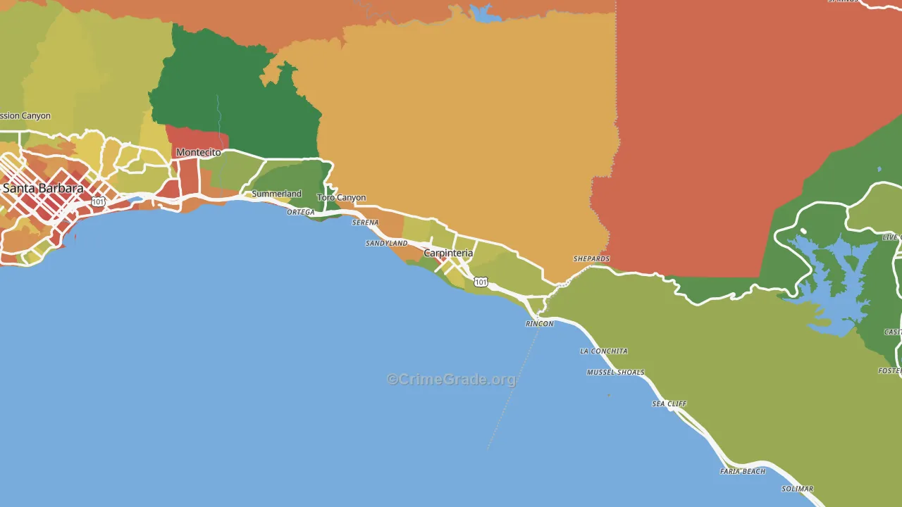 Carpinteria, CA Map of Drug-Related Crime Rates