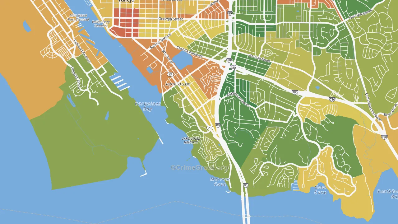 Carquinez Heights, Vallejo, CA Map of Drug-Related Crime Rates