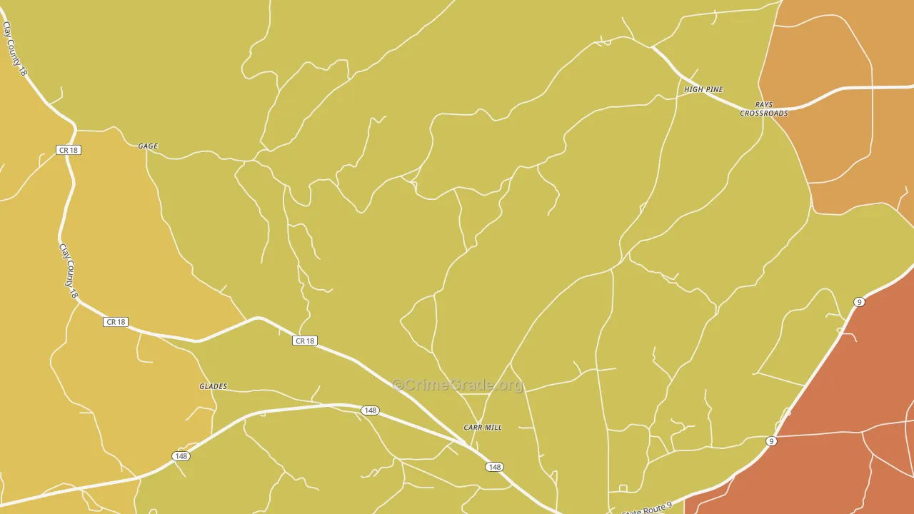 Carr Mill, AL Map of Drug-Related Crime Rates