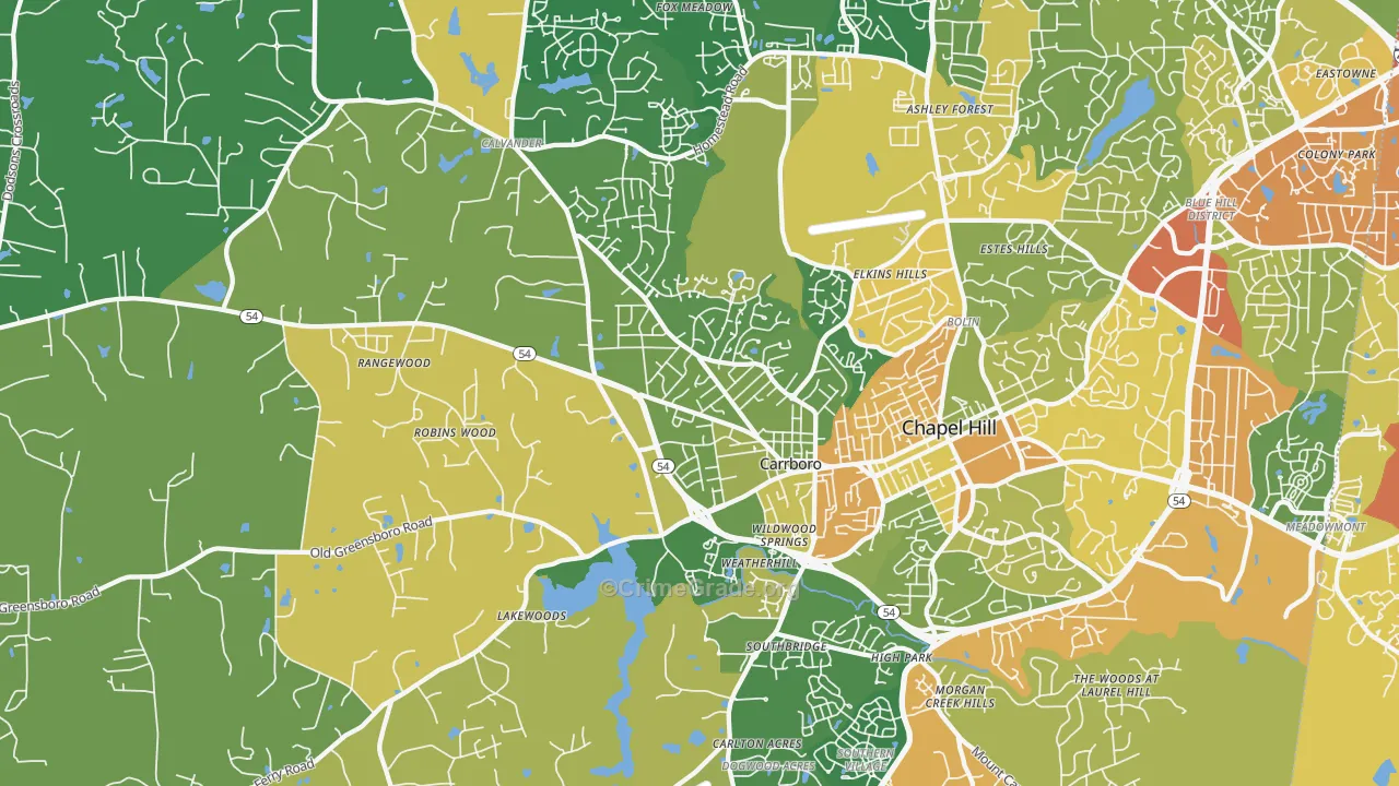 Carrboro, NC Map of Drug-Related Crime Rates