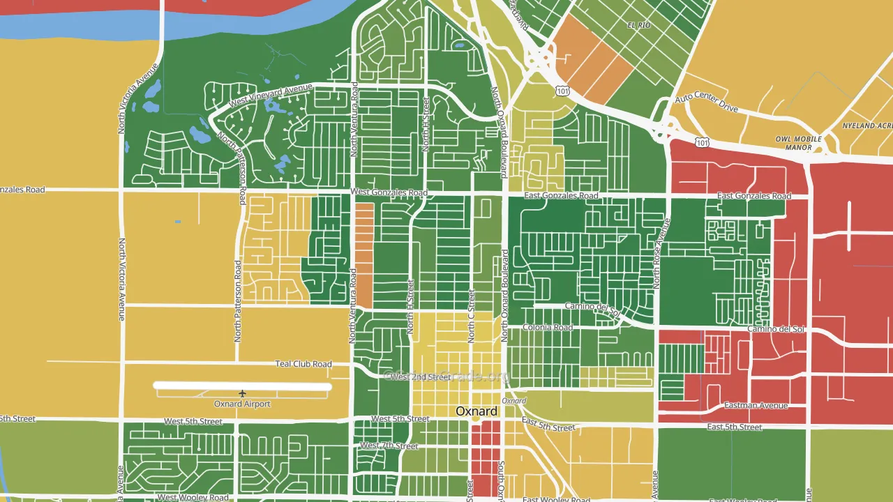 Carriage Square, Oxnard, CA Map of Drug-Related Crime Rates