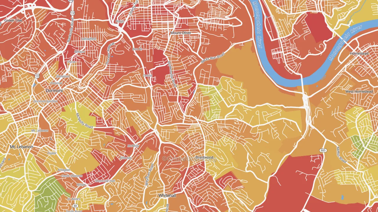 Carrick, Pittsburgh, PA Map of Drug-Related Crime Rates