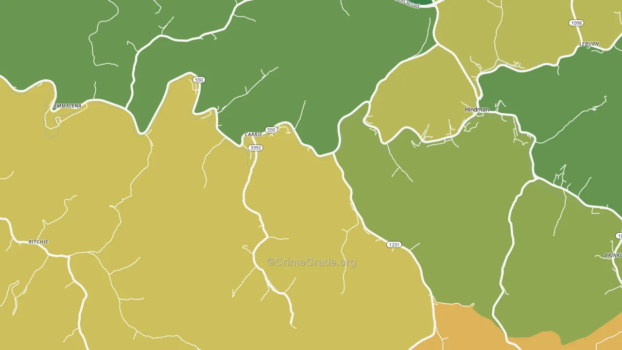 Carrie, KY Map of Drug-Related Crime Rates
