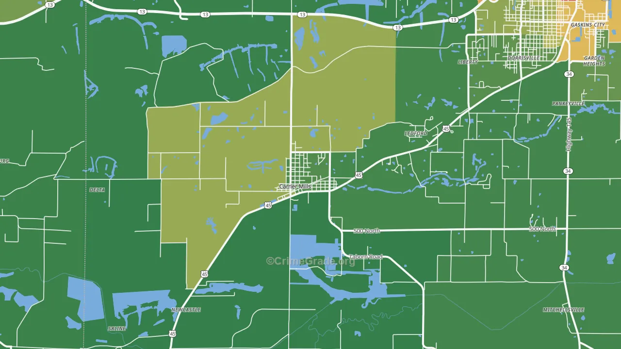 Carrier Mills, IL Map of Drug-Related Crime Rates