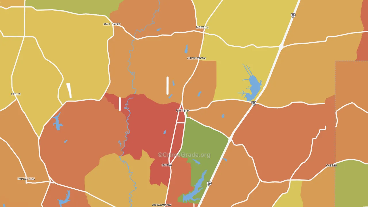 Carriere, MS Map of Drug-Related Crime Rates