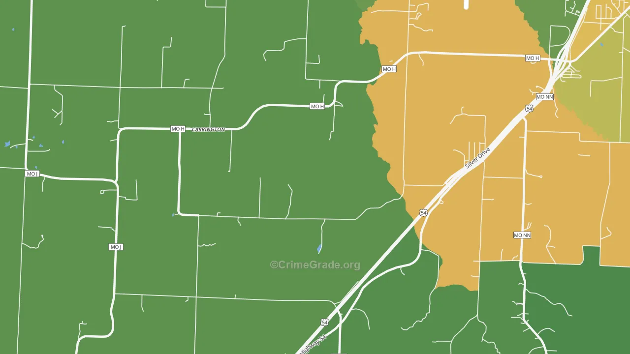 Carrington, MO Map of Drug-Related Crime Rates