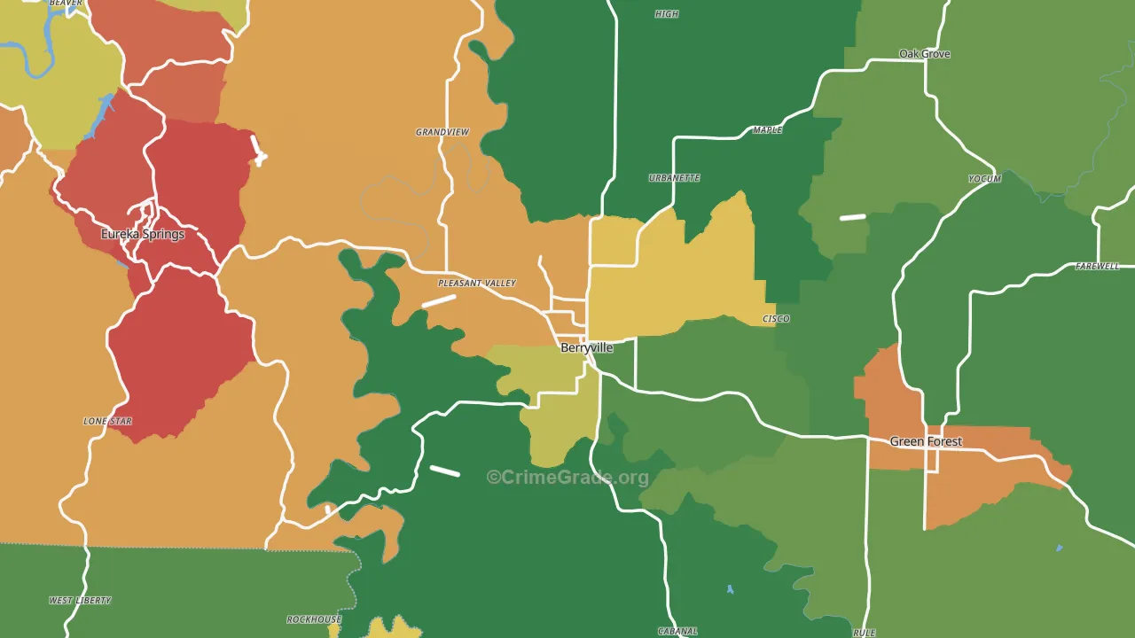 Carroll County, AR Map of Drug-Related Crime Rates