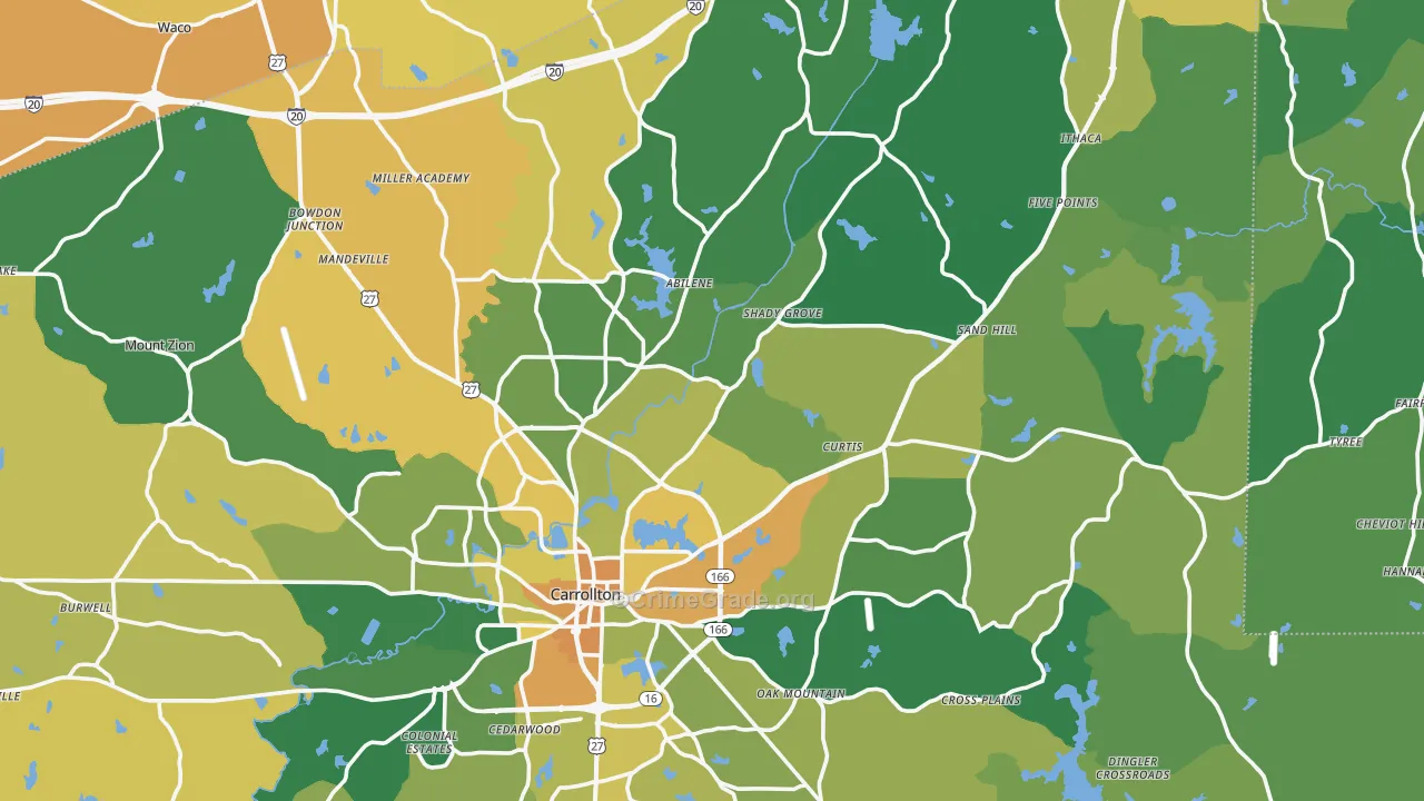 Carroll County, GA Map of Drug-Related Crime Rates