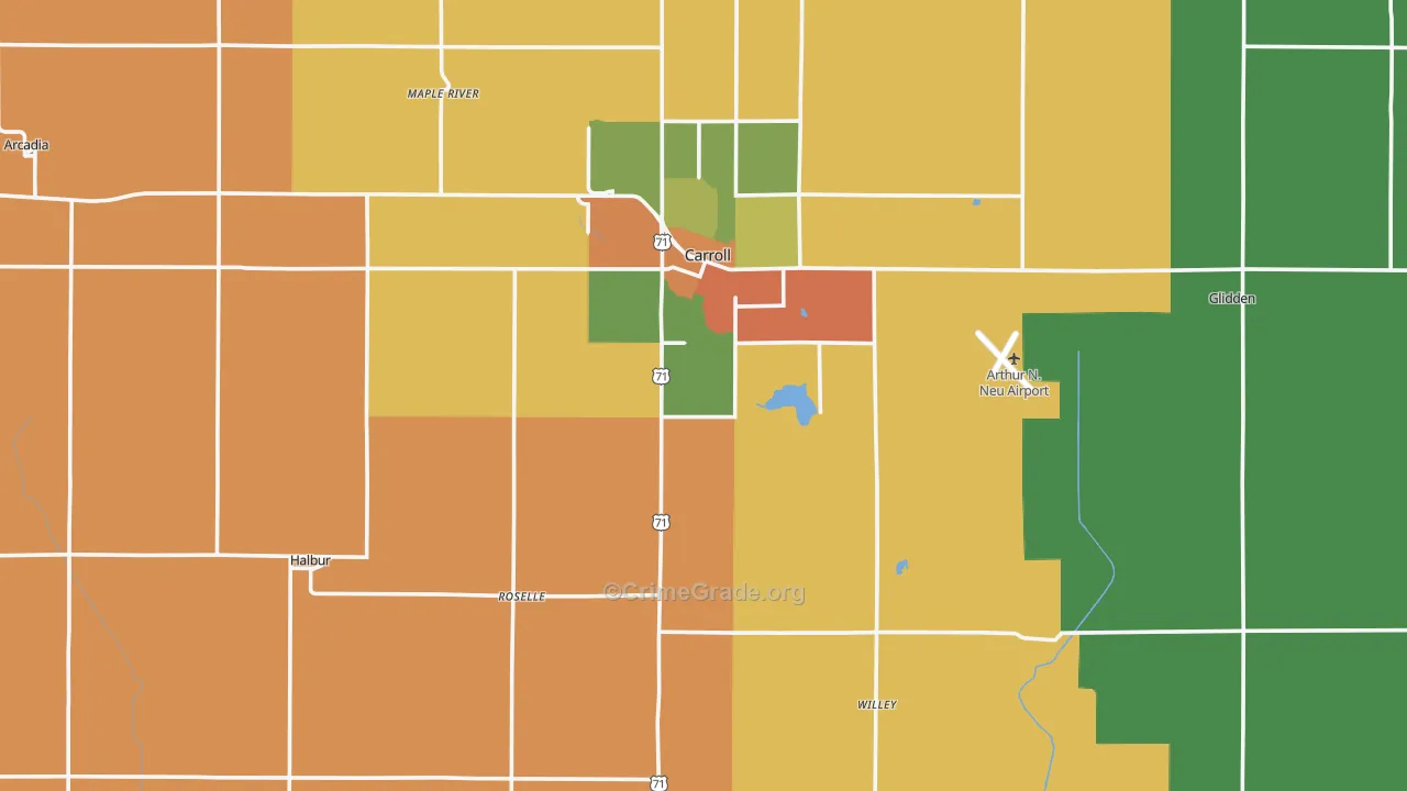 Carroll County, IA Map of Drug-Related Crime Rates