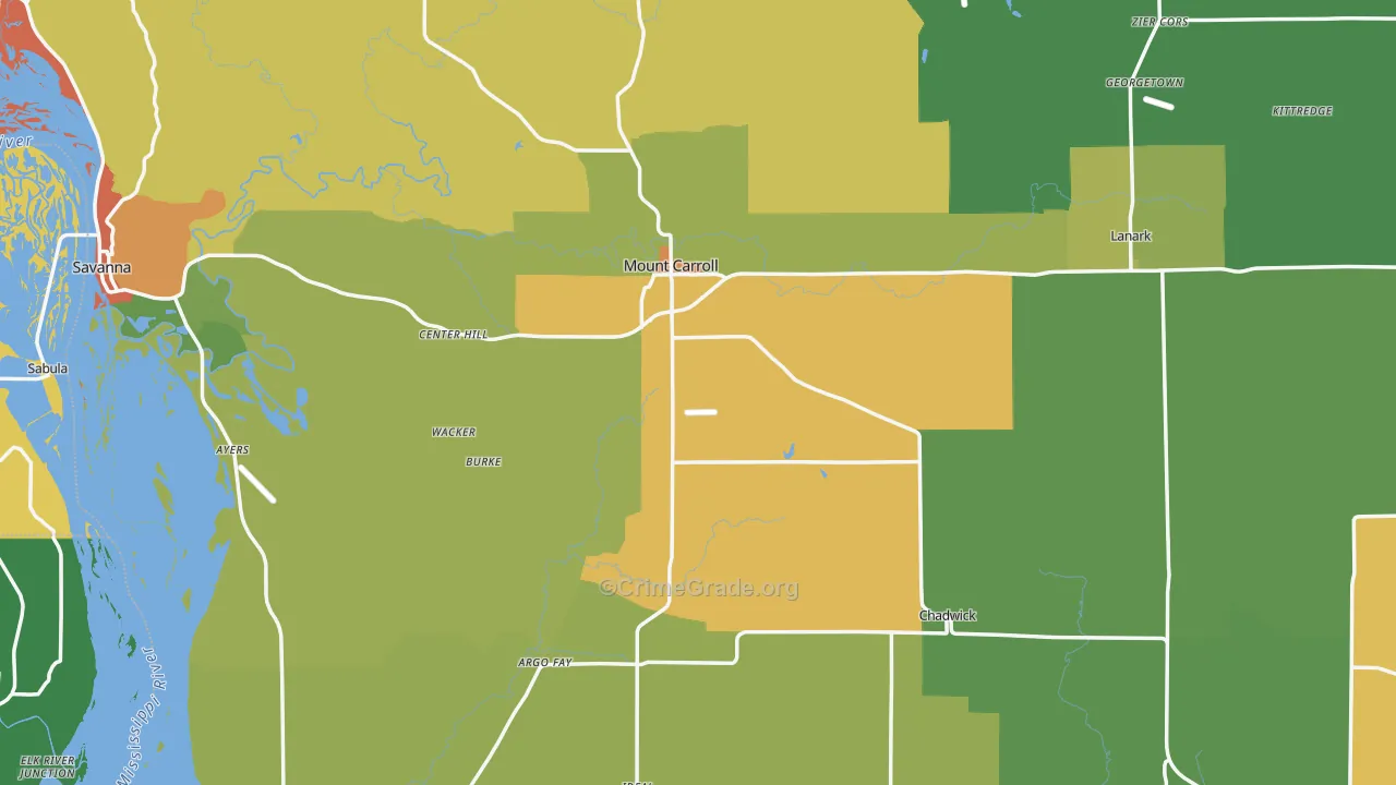 Carroll County, IL Map of Drug-Related Crime Rates