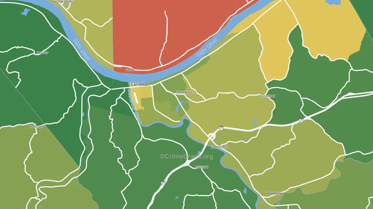 Carroll County, KY Map of Drug-Related Crime Rates