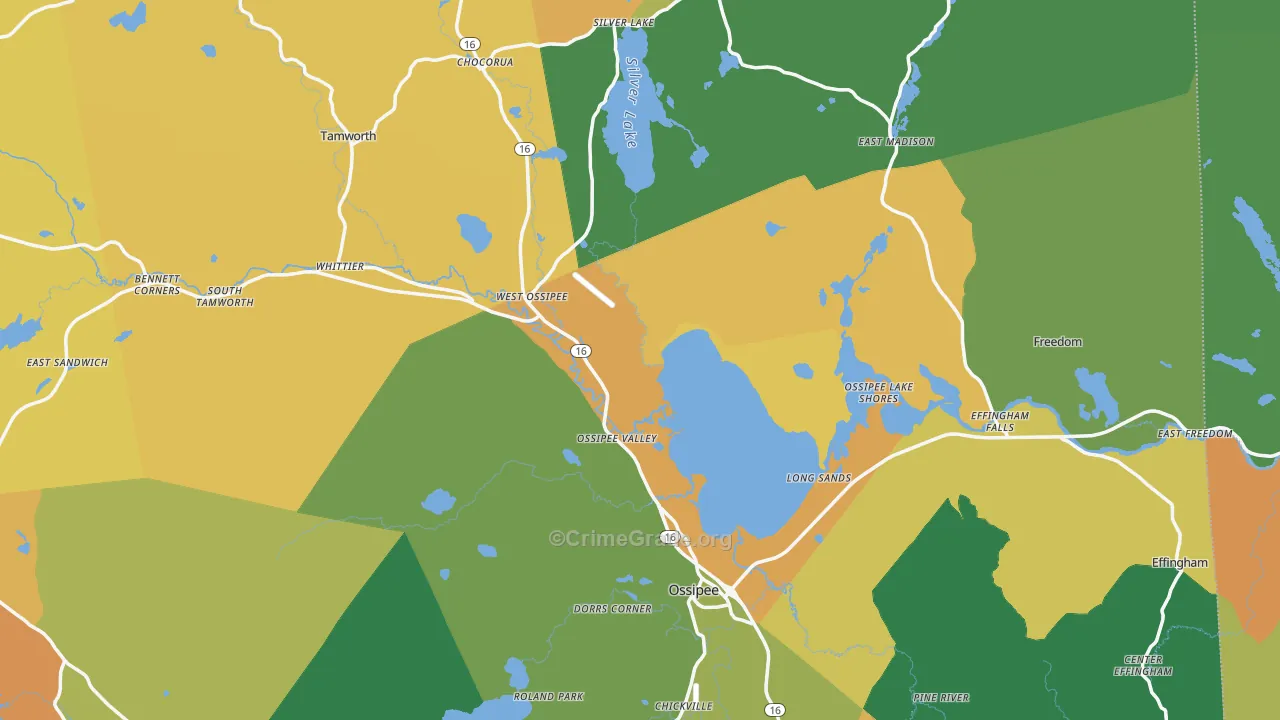 Carroll County, NH Map of Drug-Related Crime Rates