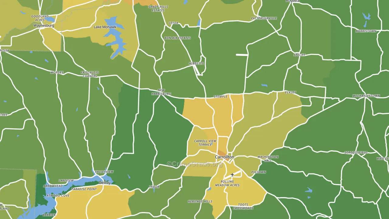 Carroll County, OH Map of Drug-Related Crime Rates