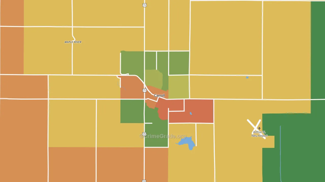 Carroll, IA Map of Drug-Related Crime Rates