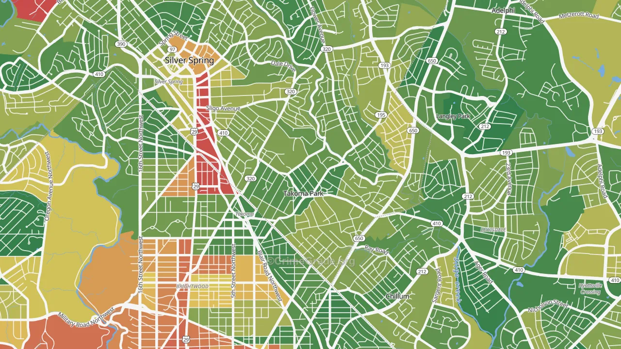 Carroll Manor, Takoma Park, MD Map of Drug-Related Crime Rates