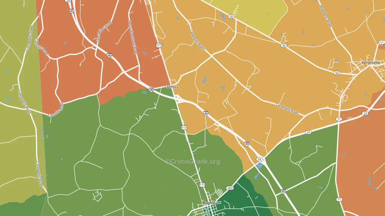 Carroll, NC Map of Drug-Related Crime Rates