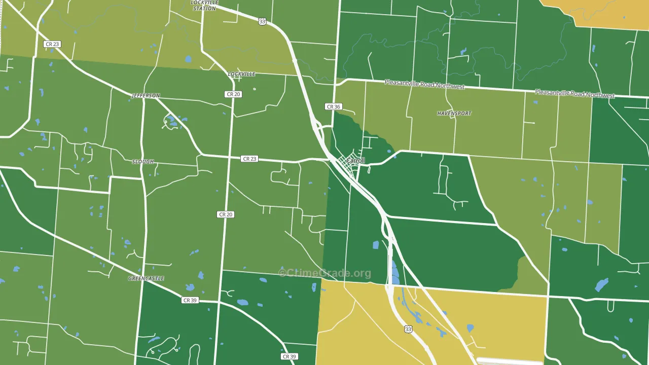 Carroll, OH Map of Drug-Related Crime Rates
