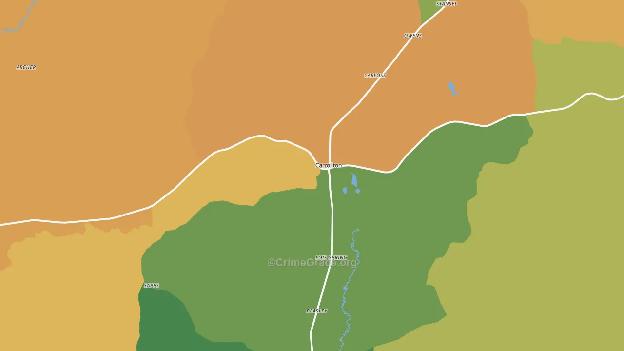 Carrollton, AL Map of Drug-Related Crime Rates