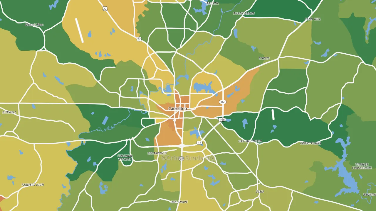 Carrollton, GA Map of Drug-Related Crime Rates