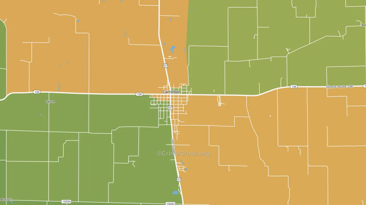 Carrollton, IL Map of Drug-Related Crime Rates