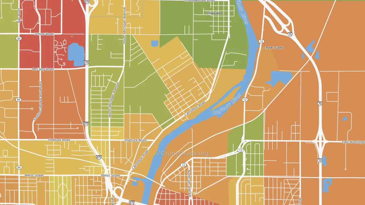 Carrollton, MI Map of Drug-Related Crime Rates