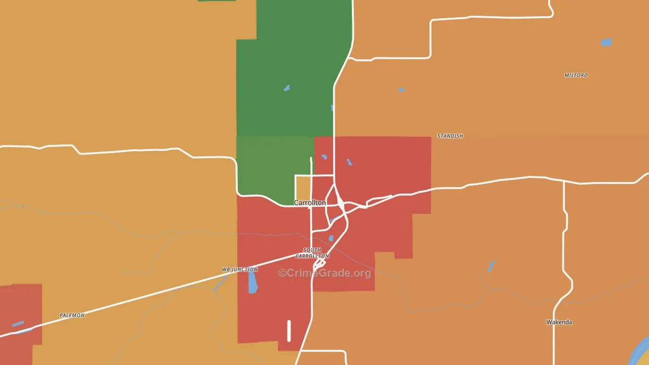Carrollton, MO Map of Drug-Related Crime Rates