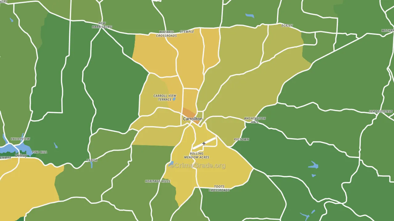 Carrollton, OH Map of Drug-Related Crime Rates