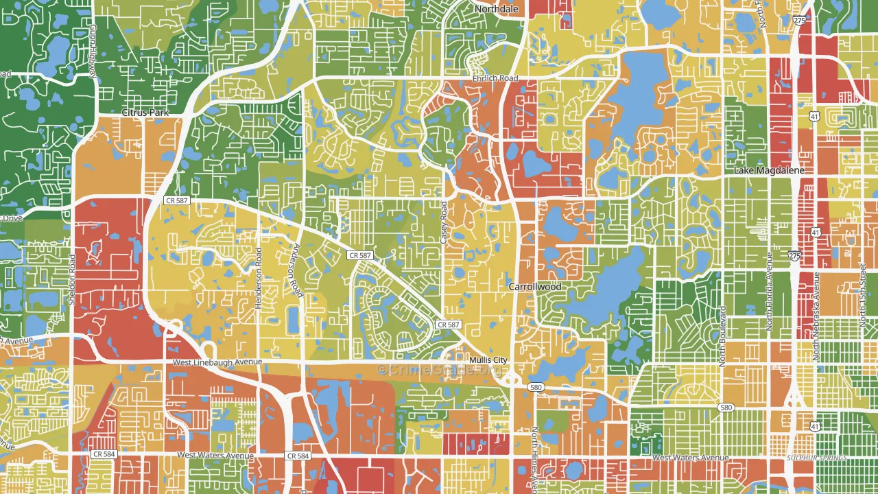 Carrollwood, Tampa, FL Map of Drug-Related Crime Rates