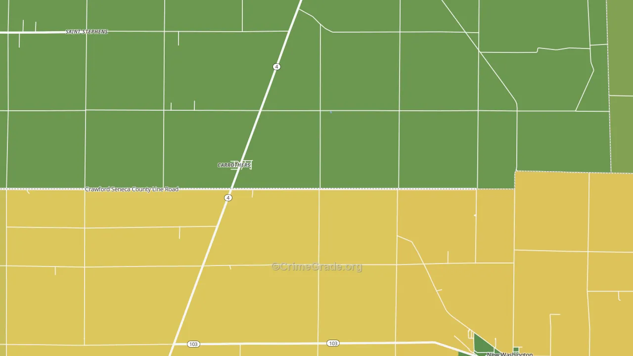 Carrothers, OH Map of Drug-Related Crime Rates