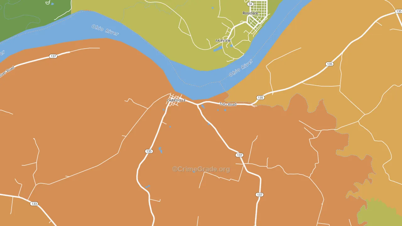 Carrsville, KY Map of Drug-Related Crime Rates