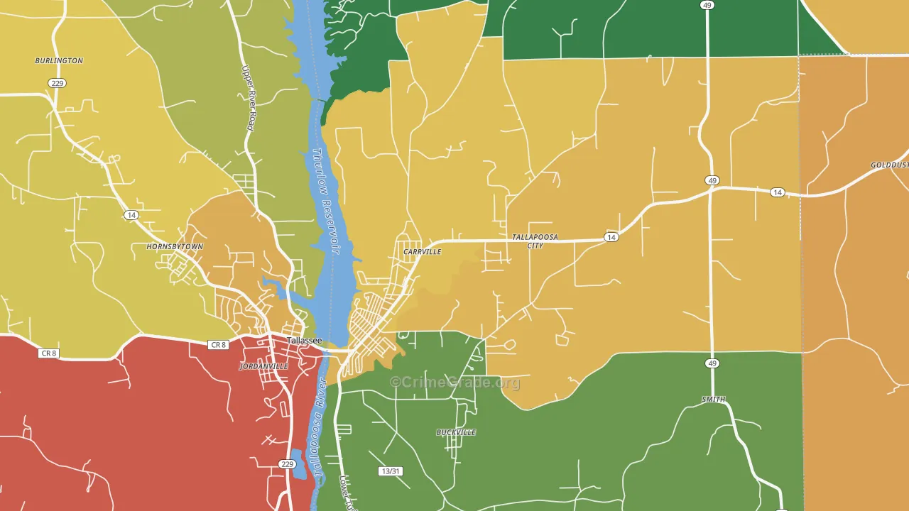 Carrville, AL Map of Drug-Related Crime Rates