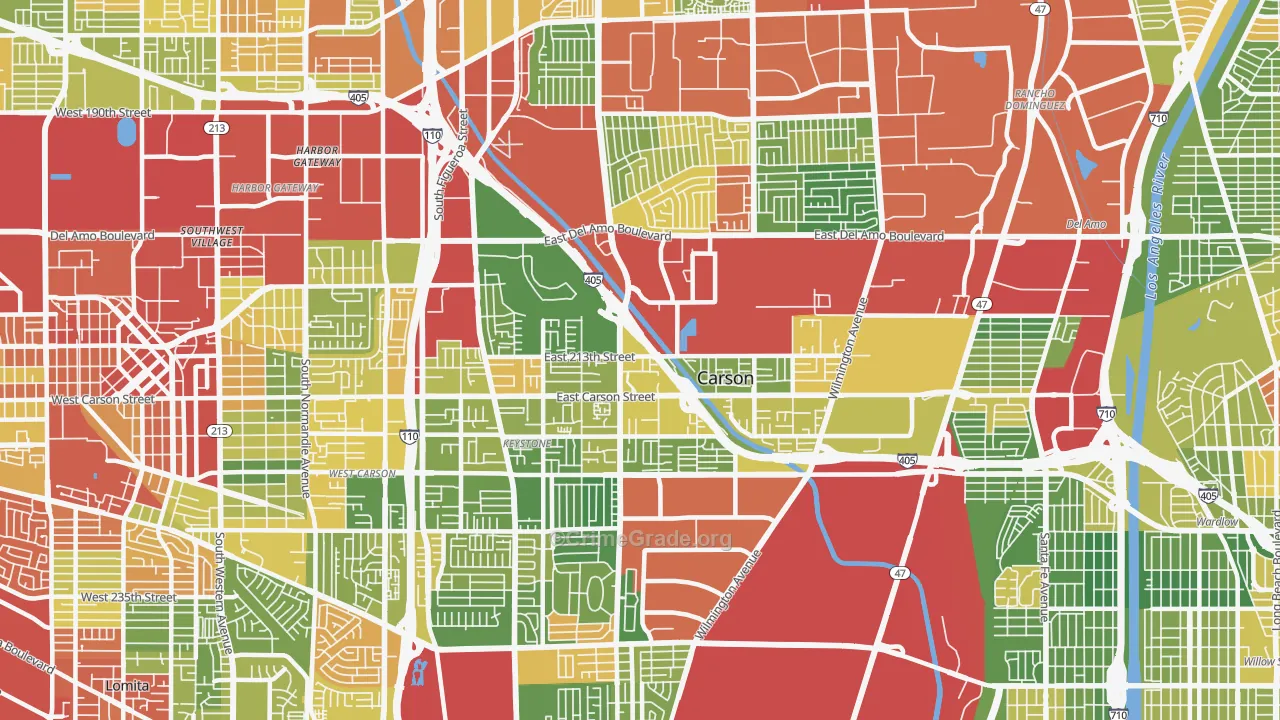 Carson, CA Map of Drug-Related Crime Rates