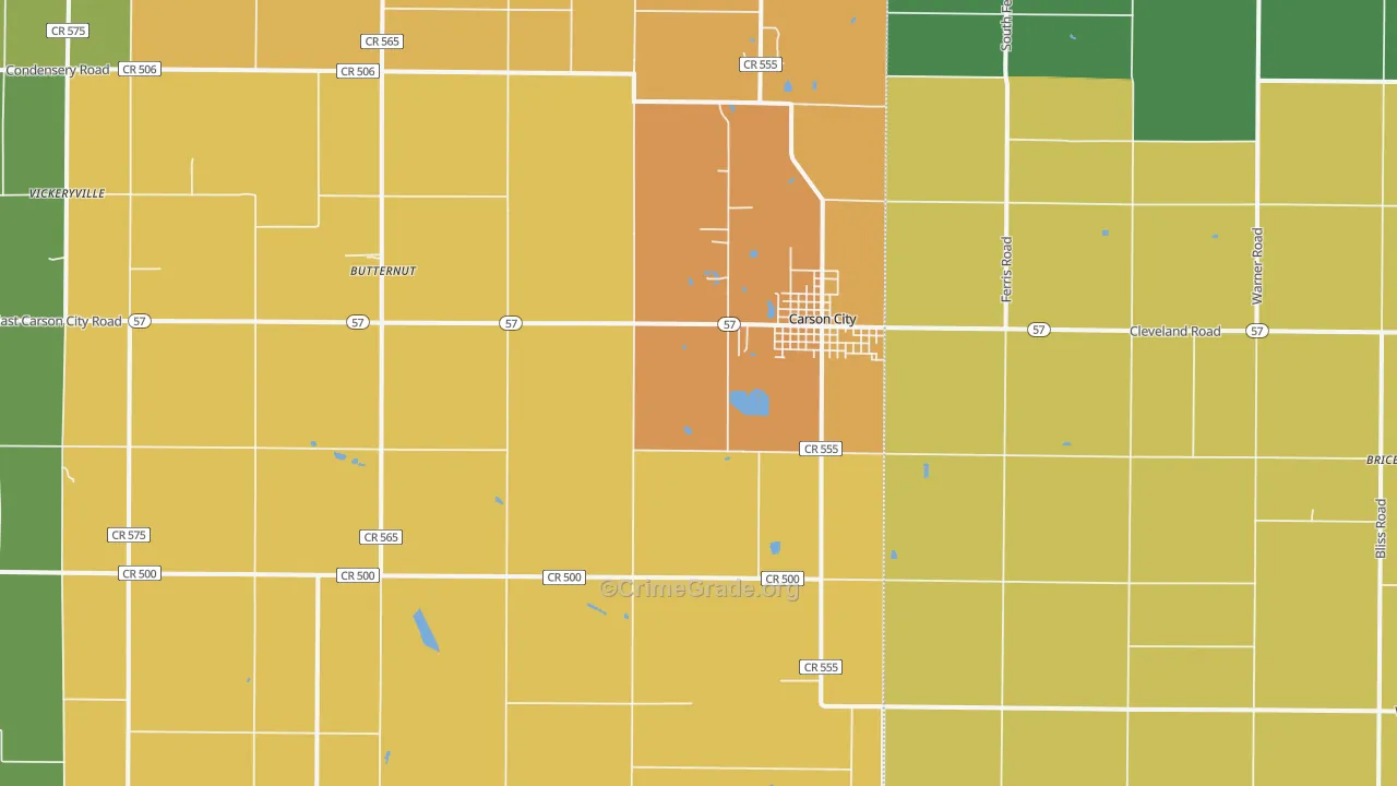 Carson City, MI Map of Drug-Related Crime Rates