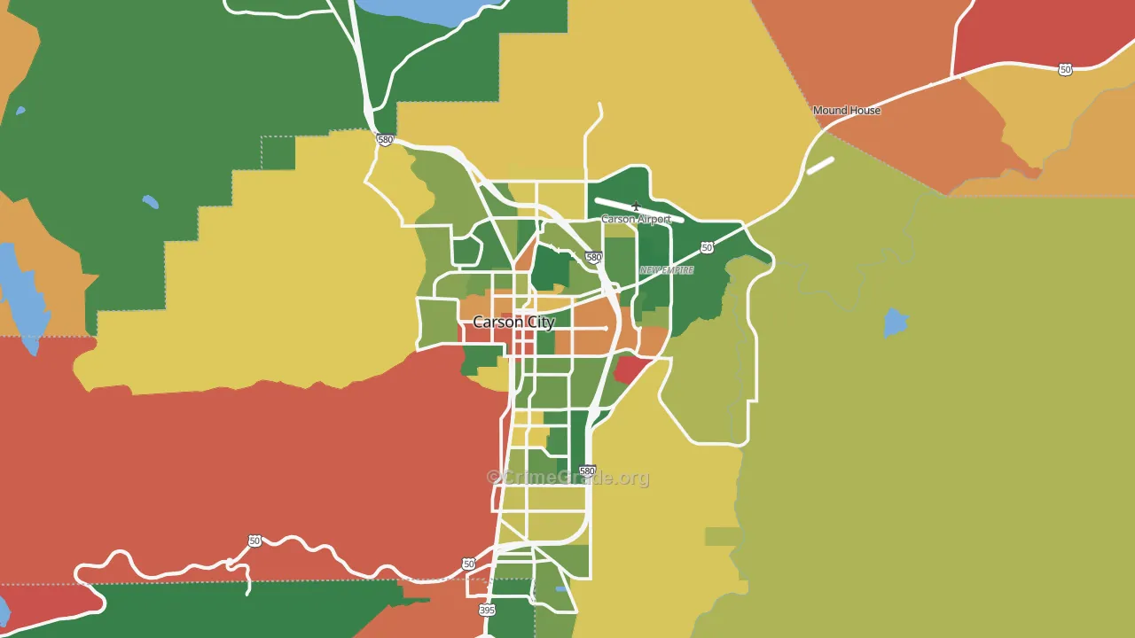 Carson City, NV Map of Drug-Related Crime Rates