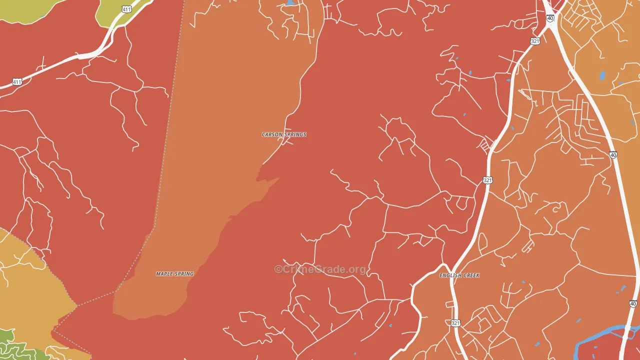 Carson Spring, TN Map of Drug-Related Crime Rates