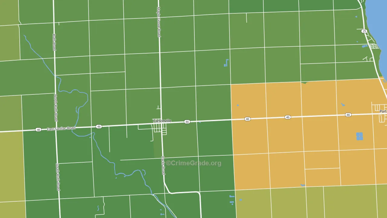 Carsonville, MI Map of Drug-Related Crime Rates