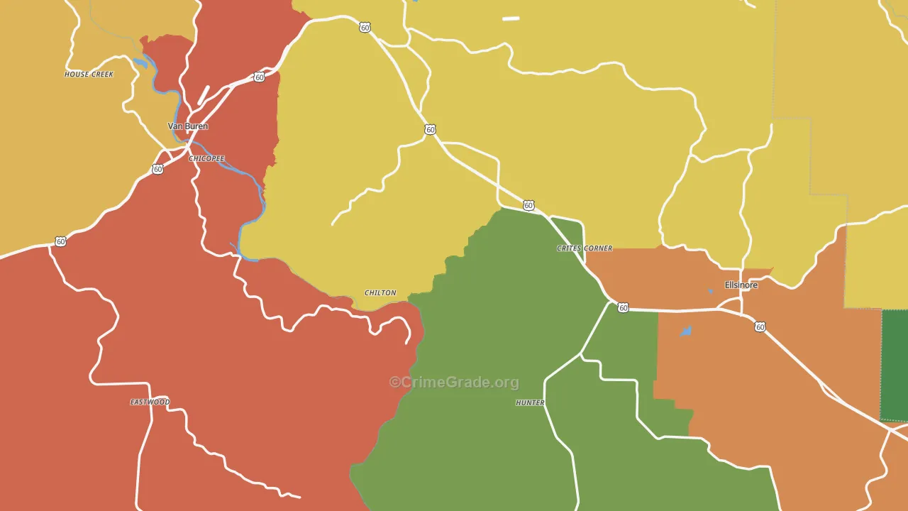 Carter County, MO Map of Drug-Related Crime Rates