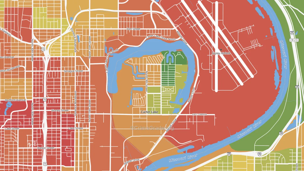 Carter Lake, IA Map of Drug-Related Crime Rates